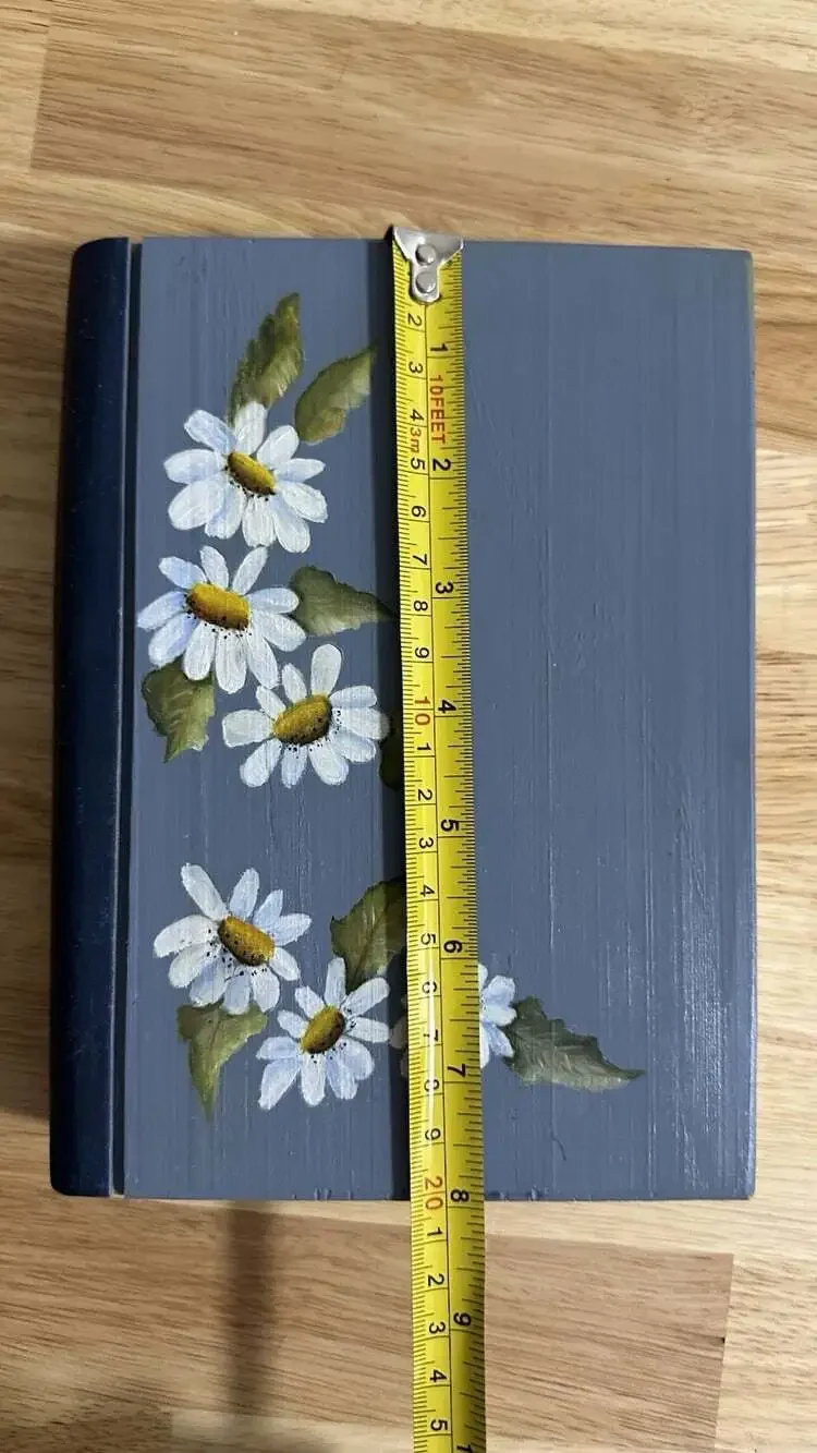Hand Painted Solid Wood Decorative Book Floral Decor